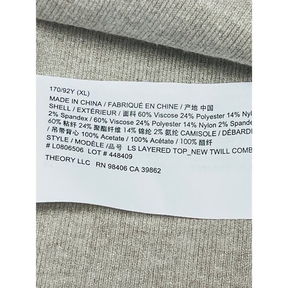 THEORY SZ L Asymmetric Knit Top In Oatmeal Crop Sweater NWT B99 - Picture 6 of 9